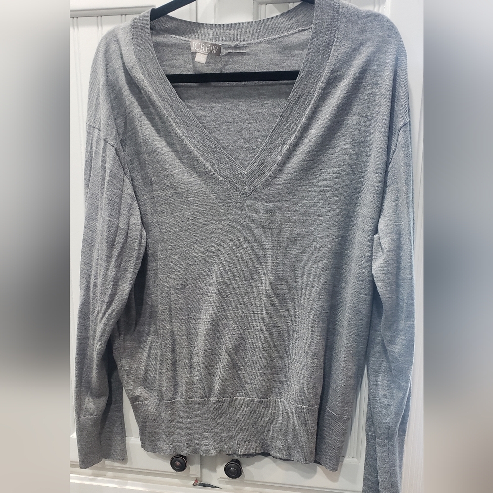 J. Crew Women's Charcoal V-Neck Sweater